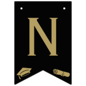 黒エレガント銀金ゴールド卒業祝い バンティングフラッグ (第3の旗)