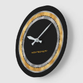 黒エレガント銀金箔パーソナライズされた ラージ壁時計 (傾斜)