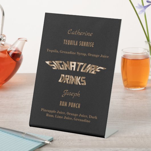 黒エレガント銅のシグネチャードリンク 台座サイン (インサイチュ)