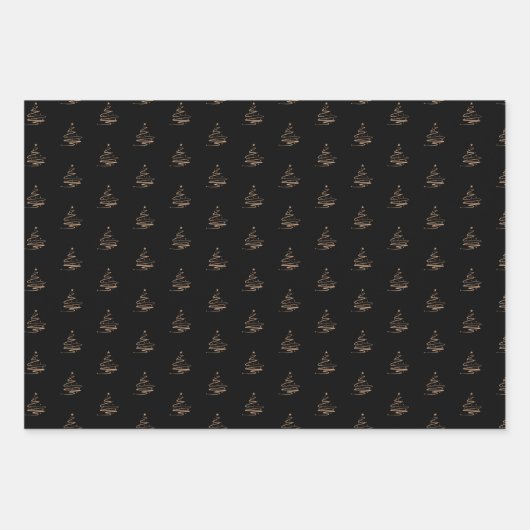 黒エレガント銅メリークリスマス引用文プレゼント ラッピングペーパーシート (正面2)