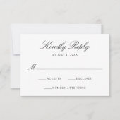 黒エレガント陳腐ビクトリアンフローラ結婚ズ 出欠カード (正面)