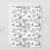 黒エレガント陳腐ビクトリアンフローラ結婚ズ 招待状 (裏面)