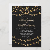 黒エレガント離れ金ゴールド結婚の 招待状 (正面)