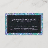 黒エレガント青 – 緑グリッター&スパークル 名刺 (裏面)