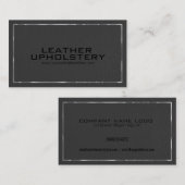 黒エレガント革ルックシルバーアクセント 名刺 (正面/裏面)