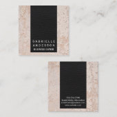 黒エレガント革 | テクスチャ壁 スクエア名刺 (正面/裏面)