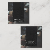 黒エレガント革 |メイクアップブラシ スクエア名刺 (正面/裏面)