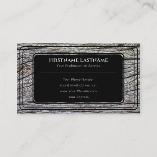 黒エレガント額木製スタイル木目グレー 名刺 (裏面)