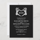 黒エレガント骨格ハートゴシック結婚ズ 招待状 (正面)