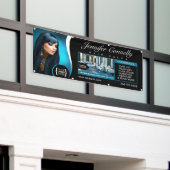 黒エレガント髪サロン、美しいサロン 横断幕 (ビルの外側)