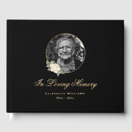 黒エレガント黄色バラフローラ葬儀写真 ゲストブック