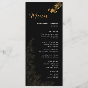 黒エレガント黄金色の葉のメ結婚ニュー メニュー