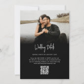 黒エレガント2フォトスクリプトQRコード結婚s 招待状 (裏面)