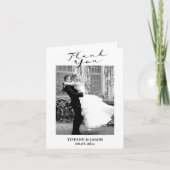 黒エレガント2フォトハンドレタモダンーシンプル サンキューカード (正面)