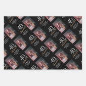 黒エレガント40歳と素敵な40歳の誕生日の写真 ラッピングペーパーシート (正面3)