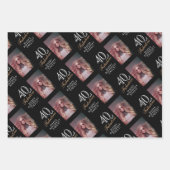 黒エレガント40歳と素敵な40歳の誕生日の写真 ラッピングペーパーシート (正面)