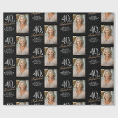 黒エレガント40歳と素敵な40歳の誕生日の写真 ラッピングペーパー (フラット)