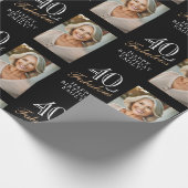 黒エレガント40歳と素敵な40歳の誕生日の写真 ラッピングペーパー (角)