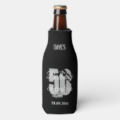 黒エレガント50パーソナライズされたth Any誕生日 ボトルクーラー (ボトル正面)