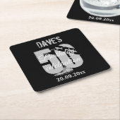 黒エレガント50モダンth誕生日パーティー スクエアペーパーコースター (アングル)