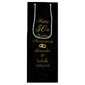黒エレガント50周年の結婚金ゴールド ワインギフトバッグ (正面)