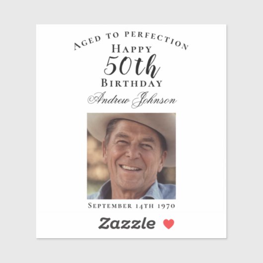 黒エレガント50誕生日エイジto Complements写真 シール (シート)