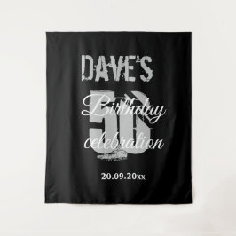 黒エレガント50th誕生日パーティー タペストリー