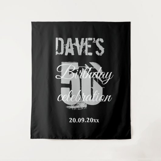 黒エレガント50th誕生日パーティー タペストリー (正面)