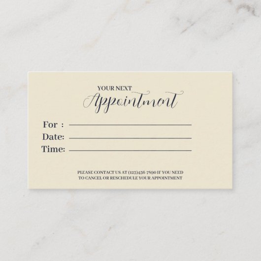 黒エレガント&イエローバック&フロントアポイントメントカード 予約カード (裏面)