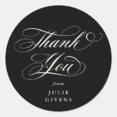 黒エレガント スクリプト 卒業 ありがとうございます ラウンドシール (正面)