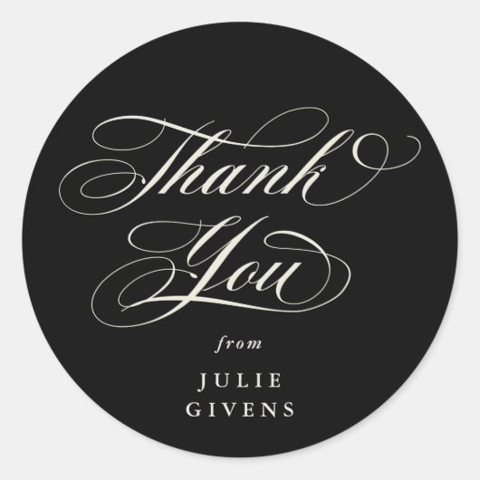 黒エレガント スクリプト 卒業 ありがとうございます ラウンドシール (正面)
