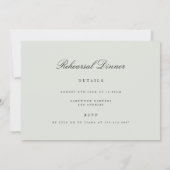 黒エレガント&セージ緑のリハーサルのディナーカード サンキューカード (裏面)