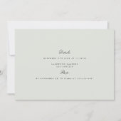 黒エレガント&セージ緑のリハーサルのディナーカード サンキューカード (裏面)