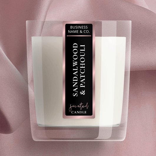 黒エレガント&バラ金ゴールド薄い縦型キャンドルジャー ラベル