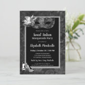 黒エレガント/白の甘い16マスカレードパーティー 招待状 (スタンド正面)
