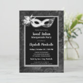 黒エレガント/白の甘い16マスカレードパーティー 招待状 (スタンド正面)