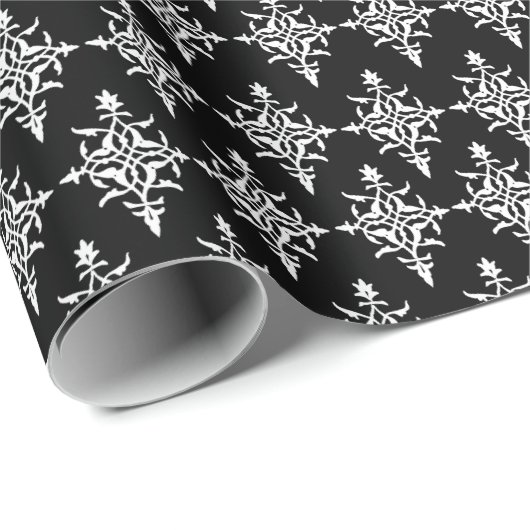 黒エレガント/白ダマスクすべての大事な行事 ラッピングペーパー (ロールコーナー)