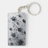 黒エレガント&白フローラアクリル酸キーチェーン キーホルダー (裏面)