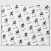 黒エレガント/白フローラモチーフ感謝してい大事な行事 ラッピングペーパー (フラット)