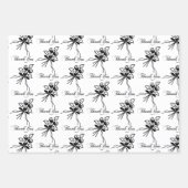 黒エレガント/白フローラモチ感謝していャ大事な行事 ラッピングペーパーシート (正面3)