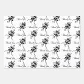 黒エレガント/白フローラモチ感謝していャ大事な行事 ラッピングペーパーシート (正面)