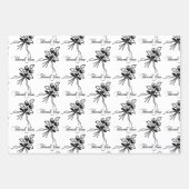 黒エレガント/白フローラモチ感謝していャ大事な行事 ラッピングペーパーシート (正面3)