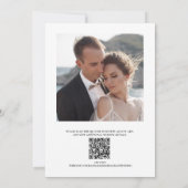 黒エレガント/白モノグラムクレストQRコー結婚ド 招待状 (裏面)