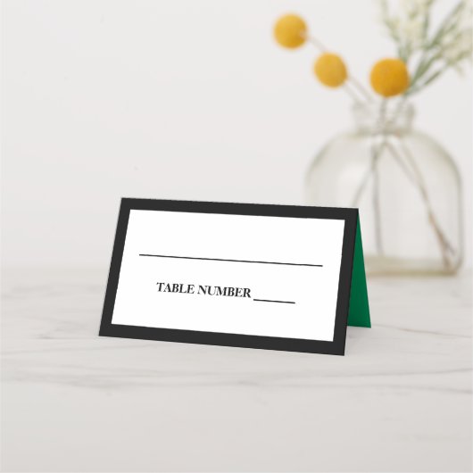 黒エレガント、白、シャムロックグリーン プレイスカード (正面)