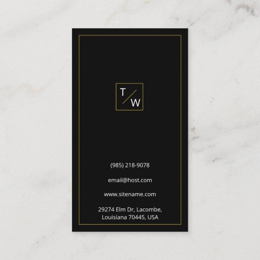 黒エレガント、白、金ゴールドの名刺 名刺 (裏面)