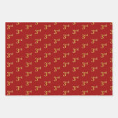 黒エレガント、赤、青、フェイク金ゴールド第3イベント番号 ラッピングペーパーシート (正面2)