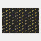 黒エレガント、赤、青、フェイク金ゴールド第3イベント番号 ラッピングペーパーシート (正面)