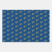 黒エレガント、赤、青、フェイク金ゴールド第6イベント番号 ラッピングペーパーシート (正面3)