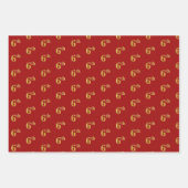 黒エレガント、赤、青、フェイク金ゴールド第6イベント番号 ラッピングペーパーシート (正面2)