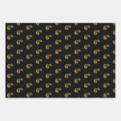 黒エレガント、赤、青、フェイク金ゴールド第6イベント番号 ラッピングペーパーシート (正面)